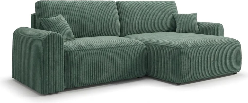 Canapea extensibila reversibila in forma de L NORDEN TILIA 250x140 cm, verde