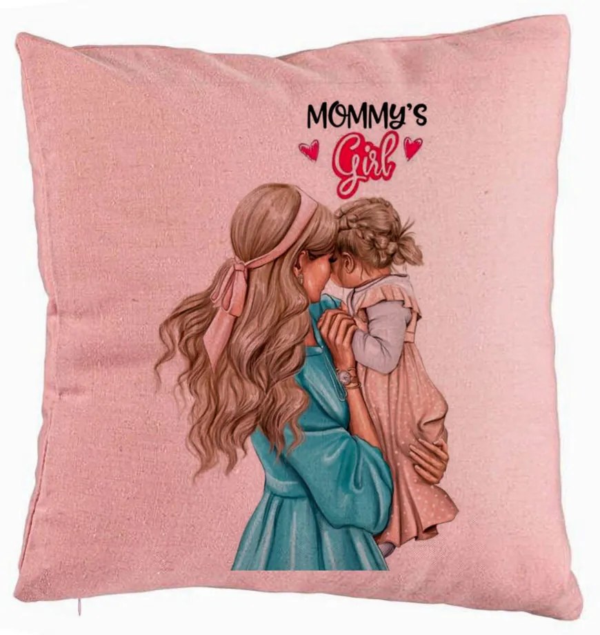 Perna Decorativa, Model Mommy&apos;s Girl, 40x40 cm, Roz, Husa Detasabila, Burduf