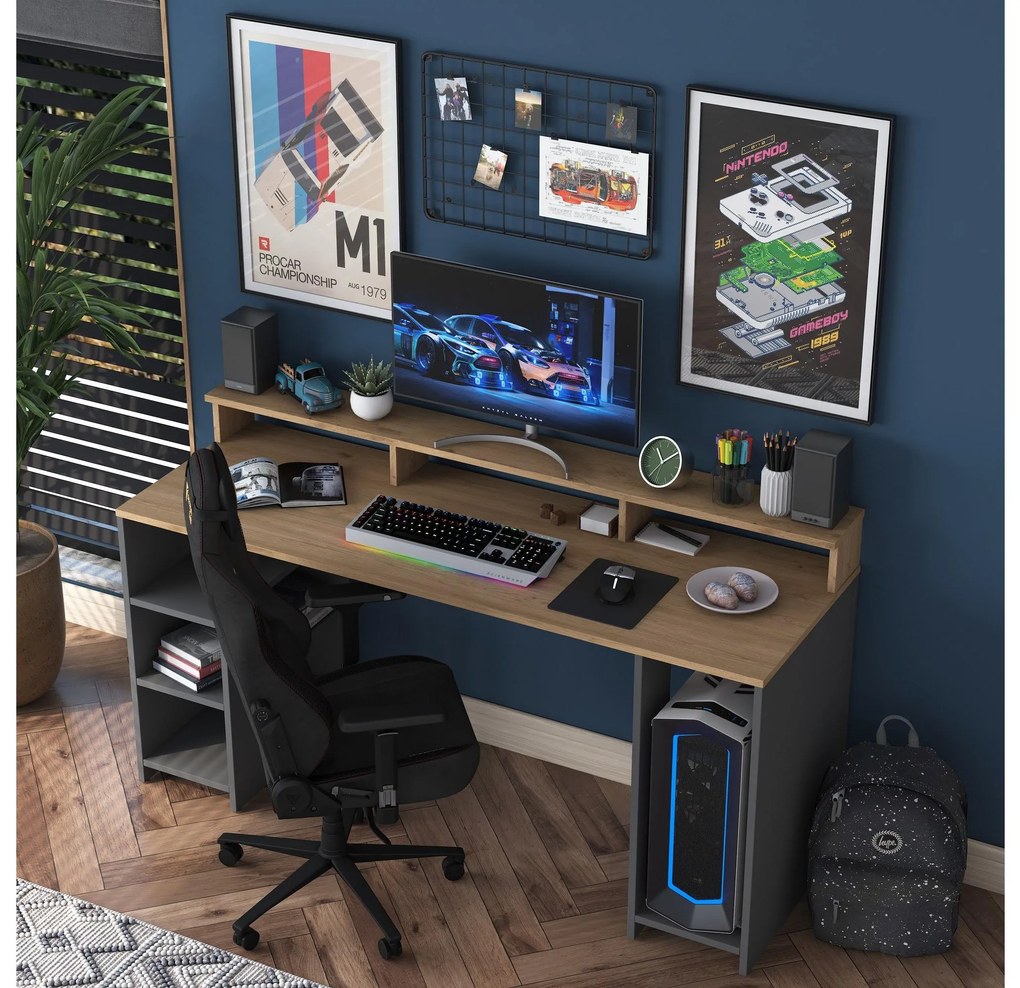 Masă PC Sikine 4 (Nuc + antracit) . 1095012