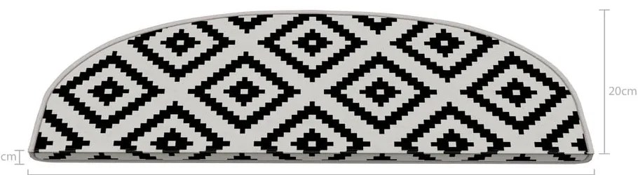 Covorașe pentru scări negre-albe 16 buc. 20x65 cm Art – Vitaus