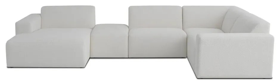 Colțar alb cu tapițerie din stofă bouclé (în formă de "U") Roxy – Scandic