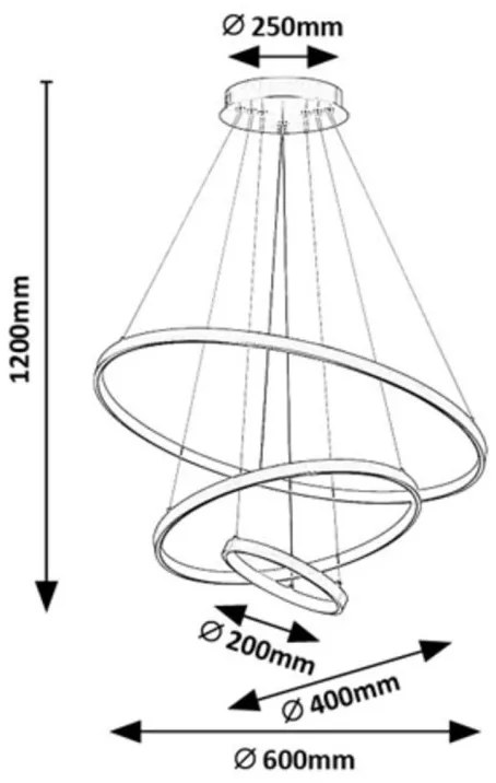 Lustra LED cu telecomanda cu 3 inele metal auriu Beliza