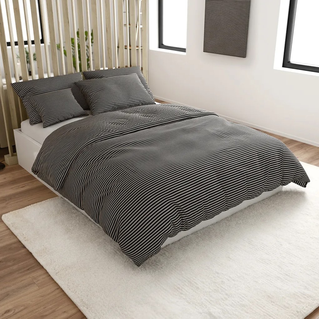 Lenjerie de pat din bumbac STRAVON negru-gri Dimensiune lenjerie de pat: 70 x 90 cm | 140 x 200 cm