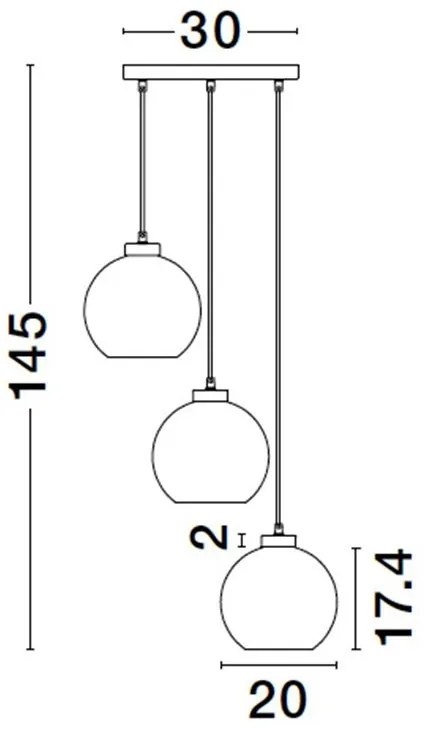 Lustra cu 3 pendule modern PALMER fumuriu