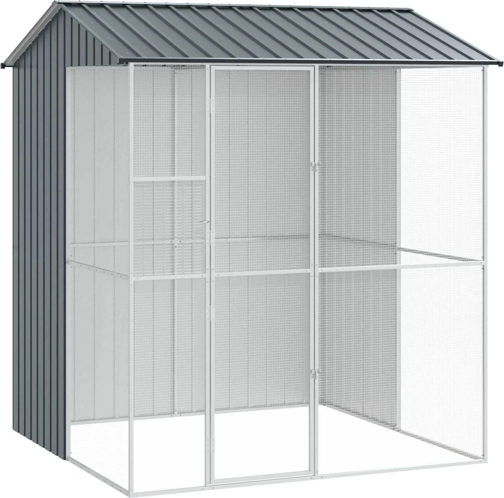 vidaXL Cușcă pentru păsări Antracit 215 x 210 x 247 cm Oțel Galvanizat