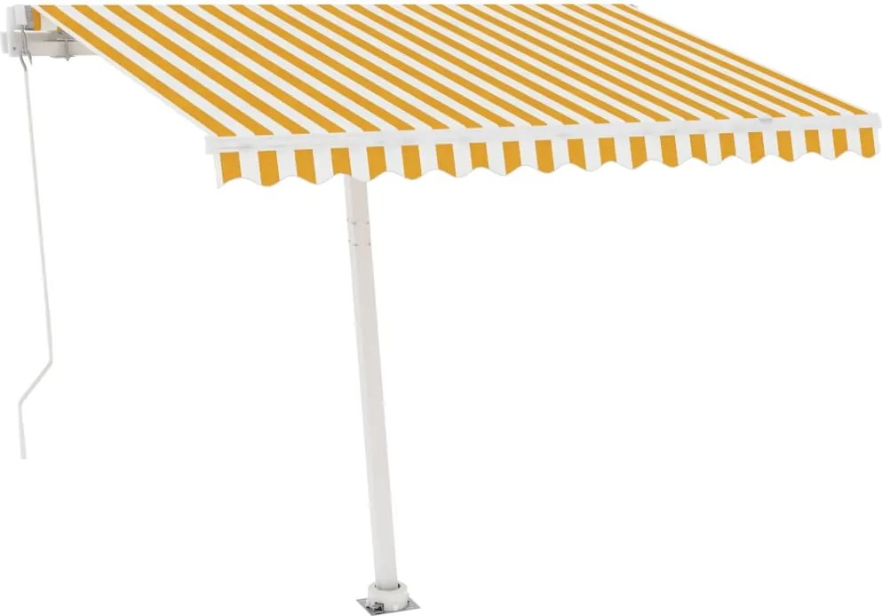 vidaXL Copertină retractabilă manual cu LED, galben și alb, 300x250 cm