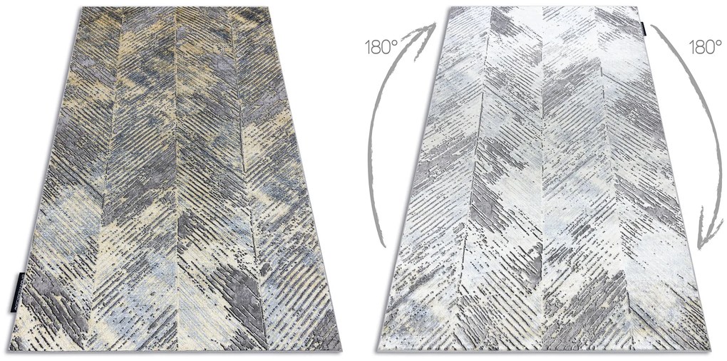 Covor DE LUXE modern 2087 Herringbone vintage - structural aur / gri