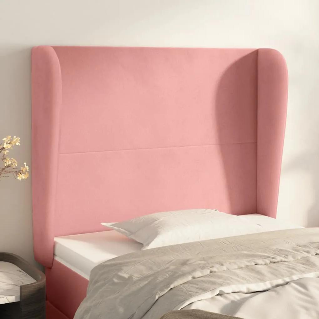 3117711 vidaXL Tăblie de pat cu aripioare, roz, 83x23x118/128 cm, catifea