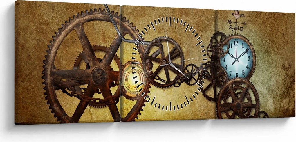 Tablou cu aparatele istorice ale ceasurilor (cu ceas) (90x30 cm)