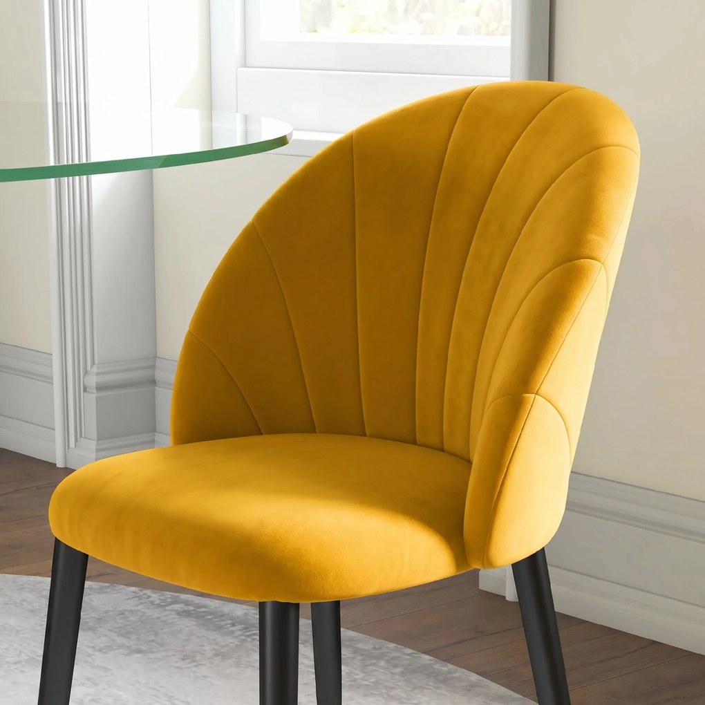 HOMCOM Set 2 Scaune de Sufragerie Tapițate cu Design Nordic și Ergonomic, 52x54x79 cm, Galben | Aosom Romania