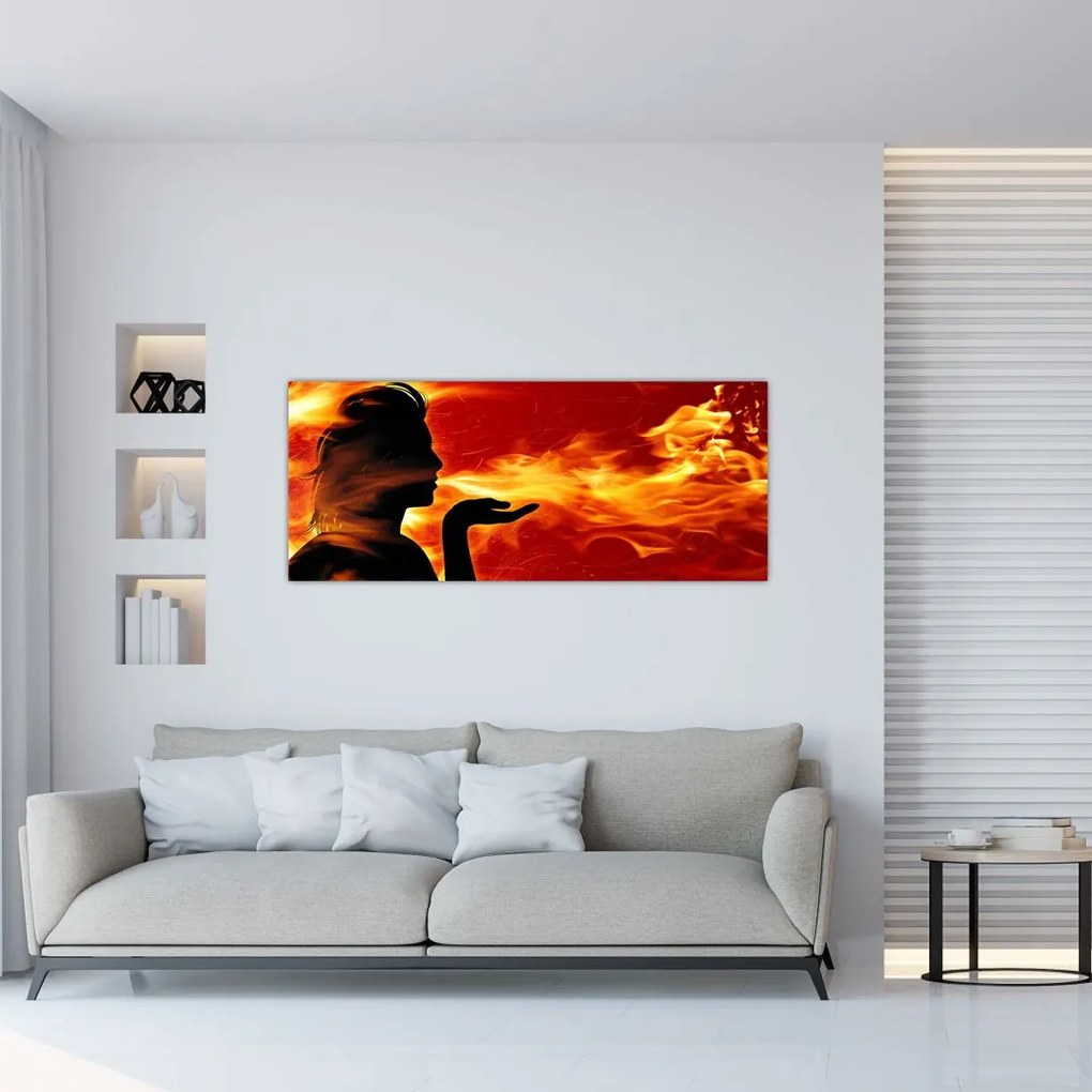Tablou femeii în foc (120x50 cm)