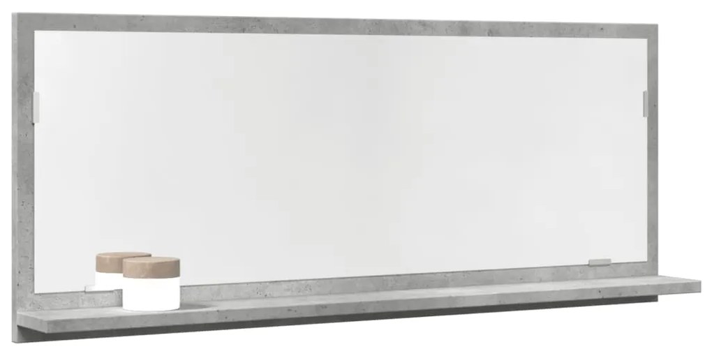 vidaXL Dulap baie cu oglindă, gri beton, 90x11x37 cm, lemn prelucrat
