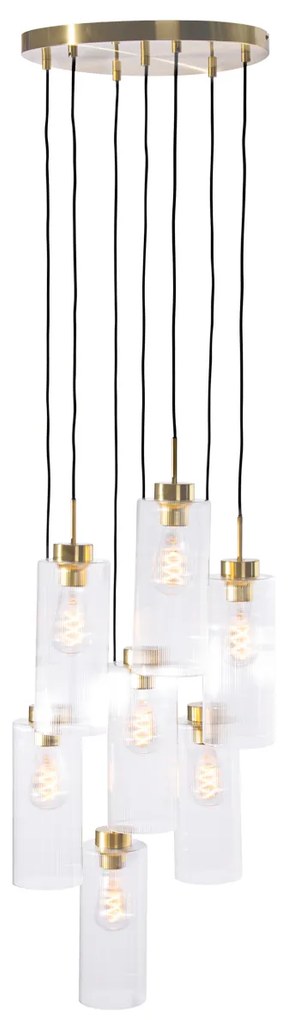 Lampă suspendată Art Deco aurie cu sticlă 7 lumini - Laura