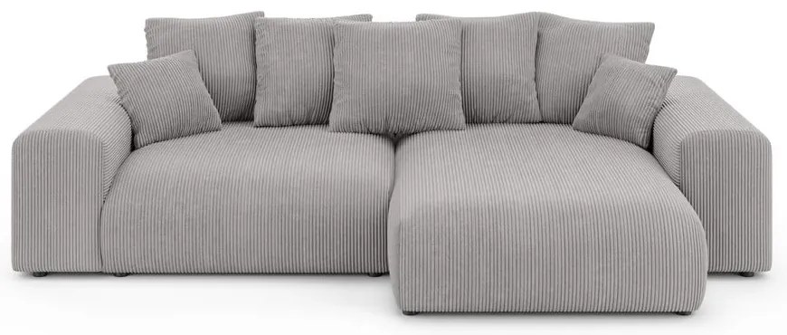 Colțar gri deschis extensibil/cu spațiu de depozitare cu tapițerie din catifea reiată (cu colț variabil) Luma – Ropez