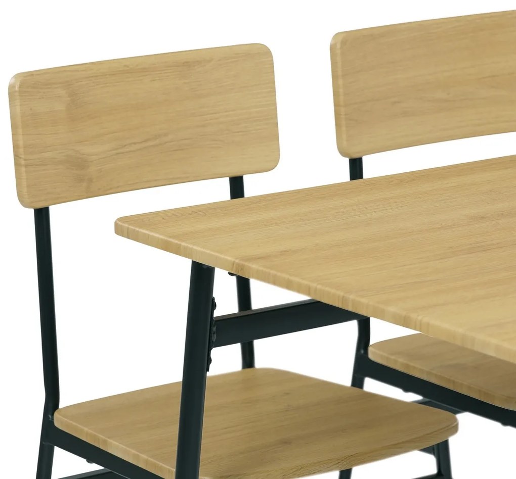 Set de masă Industrial cu 4 scaune, 110 x 70 x 76cm, stejar sălbatic