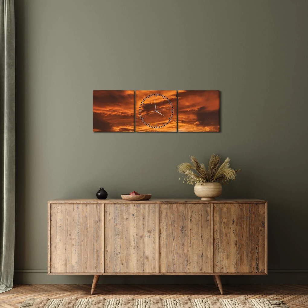 Tablou cu nori (cu ceas) (90x30 cm)