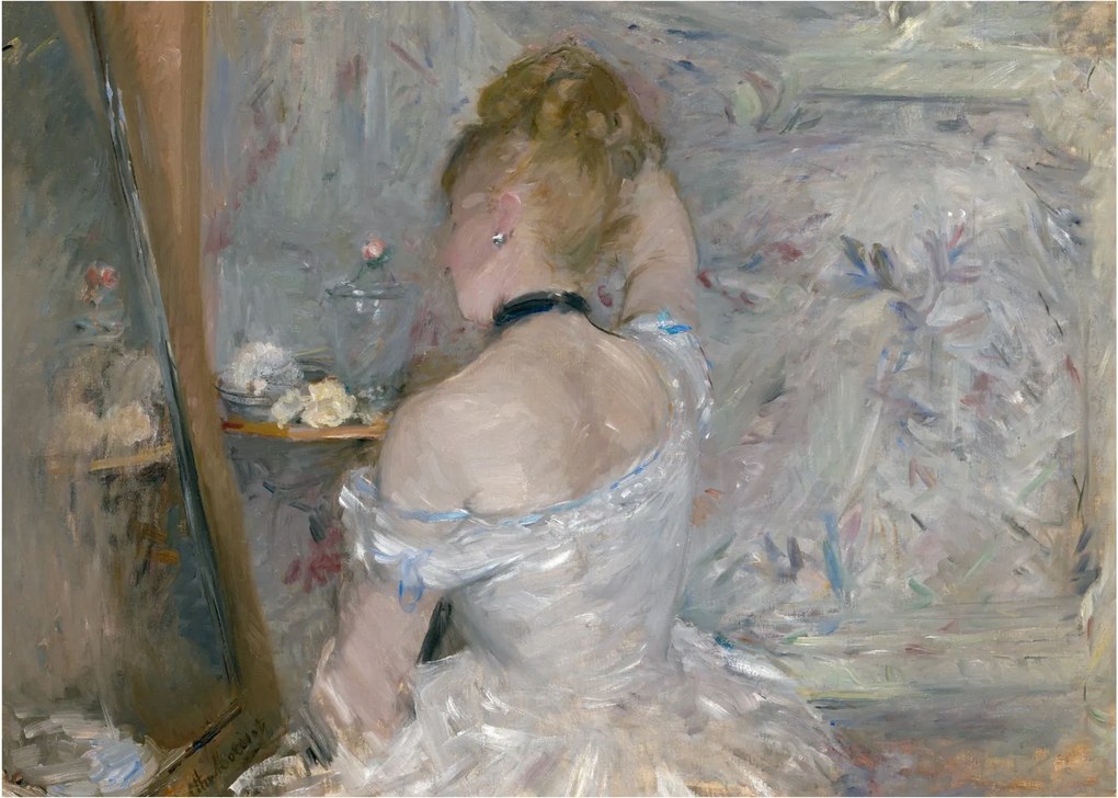 Tablou pe sticlă - Berthe Morisot, Woman at Her Toilette, reproducere (70x50 cm)
