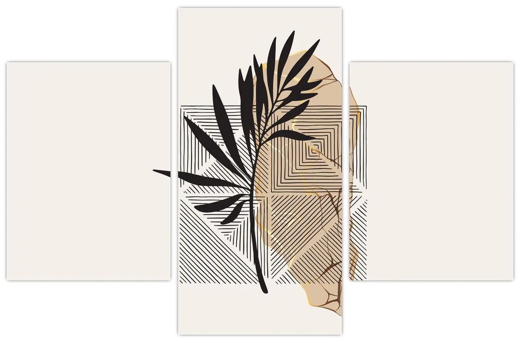 Tablou - Abstracție cu frunze tropicale N⁰1 (90x60 cm)