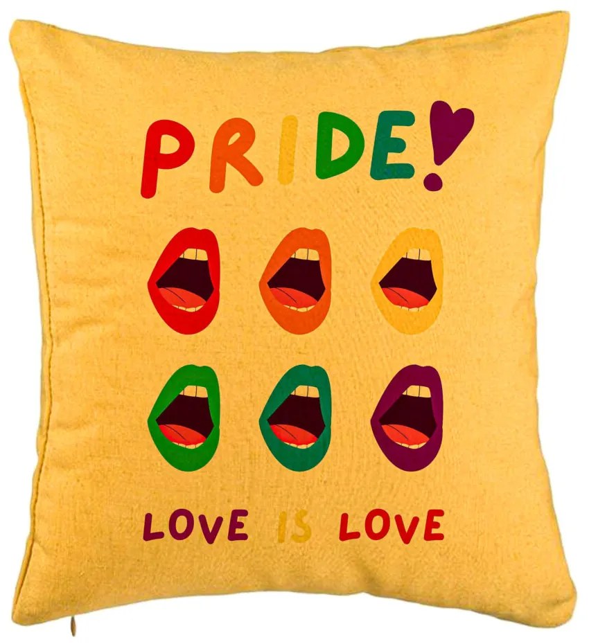 Perna Decorativa, Model Pride, 40x40 cm, Galben, Husa Detasabila, Burduf