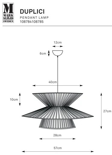 Lustră pe cablu Markslöjd 108784 DUPLICI 1xE27/40W/230V negru/bambus