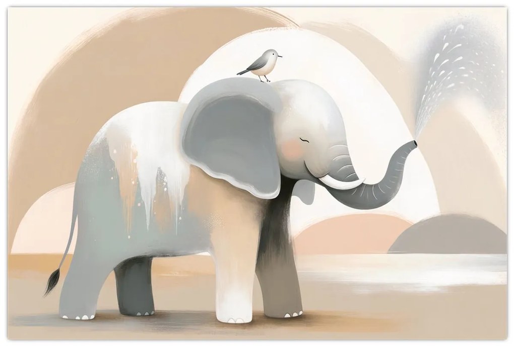 Tablou - Elefant în culori pastel (90x60 cm)