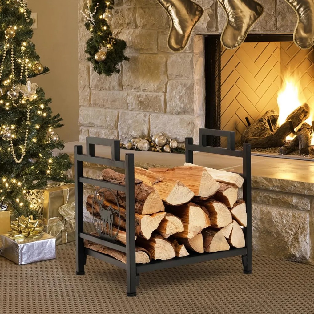 SLN2 - Suport Lemne pentru semineu, gril gradina - Negru