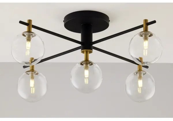 Lustră aplicată Jupiter 2035 FIGARO 5xG9/10W/230V negru/auriu/bej/transparent