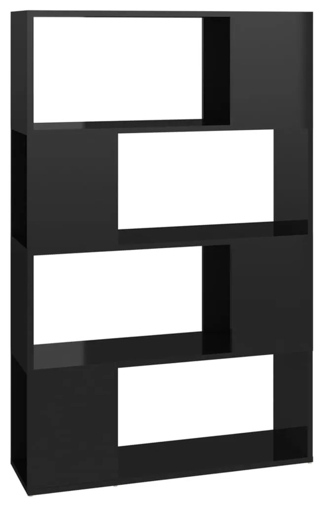 809141 vidaXL Bibliotecă/Separator cameră, negru extralucios, 80x24x124,5 cm