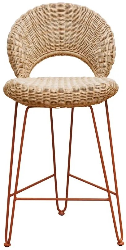 Scaun de bar, din rattan si metal, Hanoi