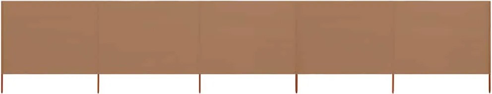 vidaXL Paravan anti-vânt cu 5 panouri, gri taupe 600x120 cm, textil
