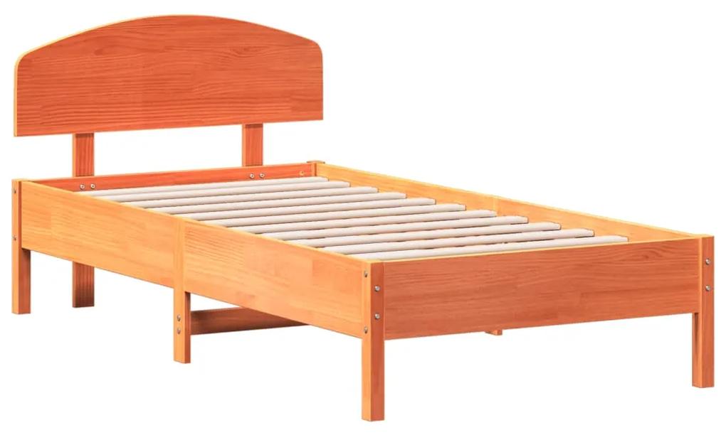 3207244 vidaXL Cadru de pat cu tăblie, maro ceruit, 75x190 cm, lemn masiv pin