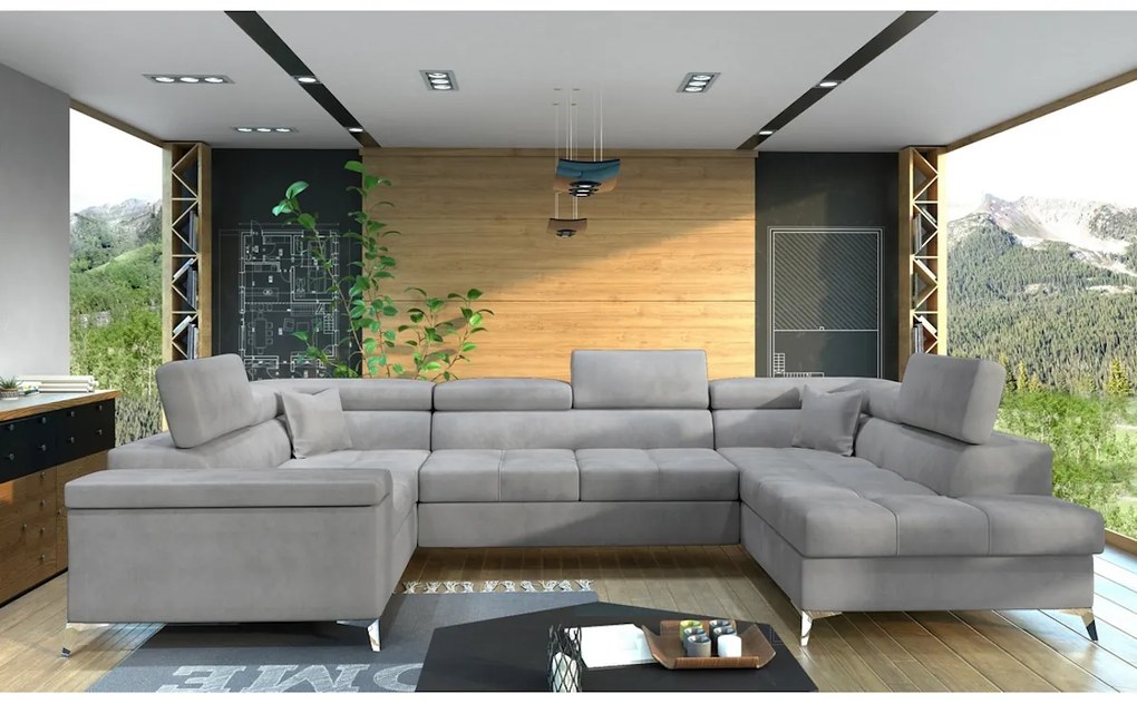 Supermobel Canapea extensibilă în formă de U THIAGO, 350x90x202, monolith 77, dreapta