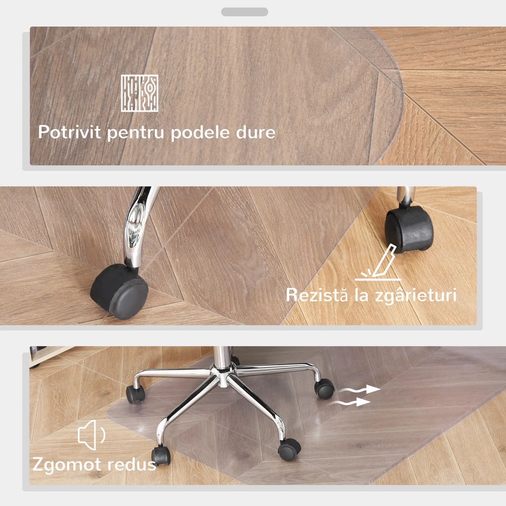 HOMCOM Covor de Protecție pentru Podea, Covoraș pentru Scaun Birou Anti-alunecare din Plastic pentru Podea, 90x120 cm, Transaprent | Aosom Romania