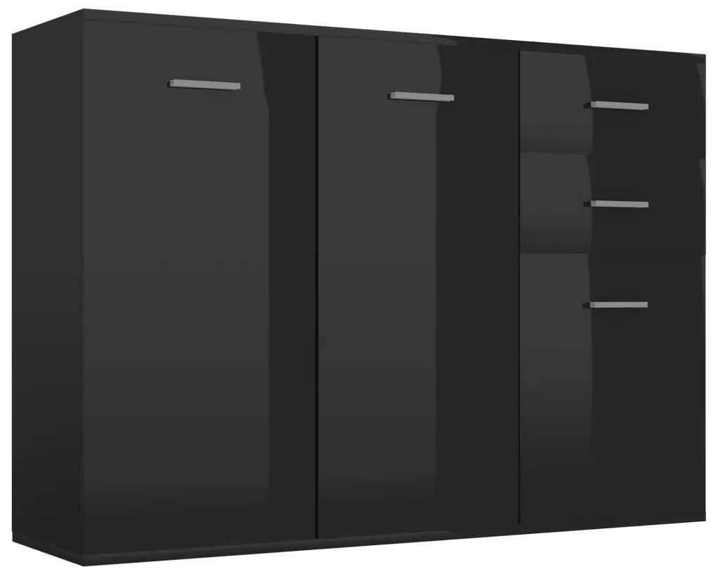 Servanta, negru extralucios, 105x30x75 cm, PAL 1, negru foarte lucios