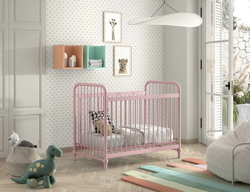 Pătuț Bebeluși BRONXX, Roz Prăfuit, 60 x 120 cm (Metal) – BRONXX – Vipack