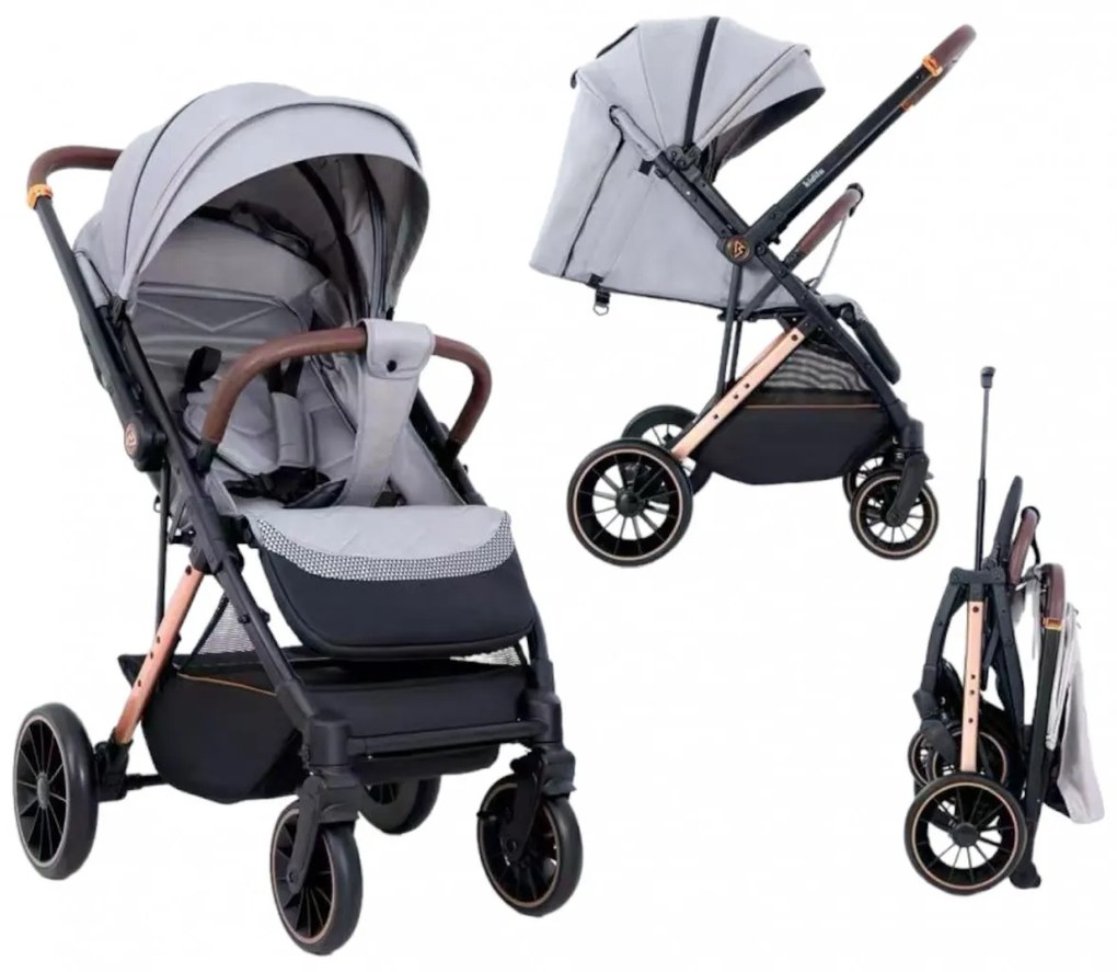 Carucior sport pentru copii, pliere compacta tip troller si maner reversibil, gri - CPC-48-gri