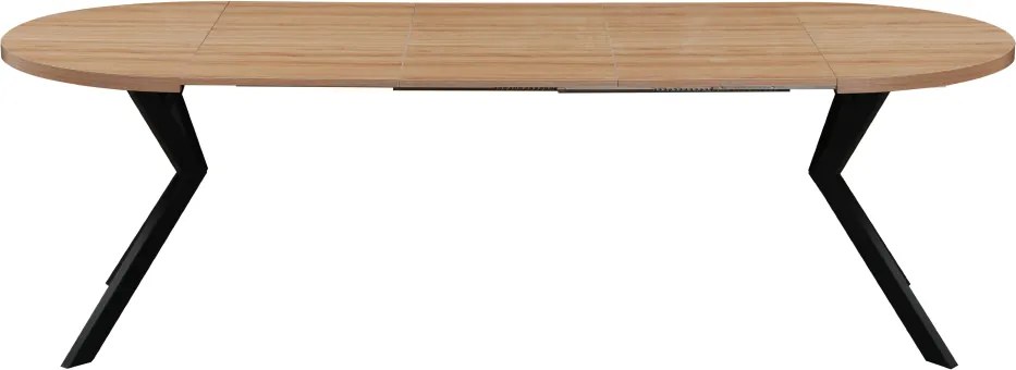 Masă extensibilă de sufragerie, stejar deschis/negru, 100-250x75,5 cm, LUKOS