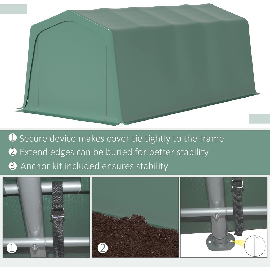 Outsunny Carport 6m x 3m, cort de depozitare pentru gradina, din PVC anti-UV si usi duble cu fermoar | Aosom Romania