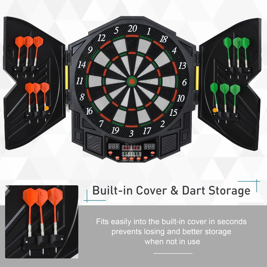 Dartboard Electronic Interactiv + 12 Săgeți, pentru 8 Jucători, Ideal pentru Petreceri și Seri de Joc | Aosom Romania