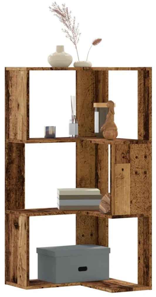 vidaXL Bibliotecă 3 niveluri lemn vechi 50x50x102 cm lemn prelucrat