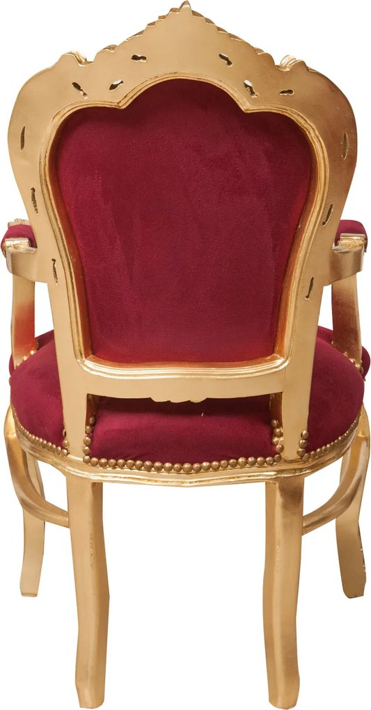 Fotoliu stil francez Ludovic al XVI-lea din lemn masiv de fag, rosu, foita de aur