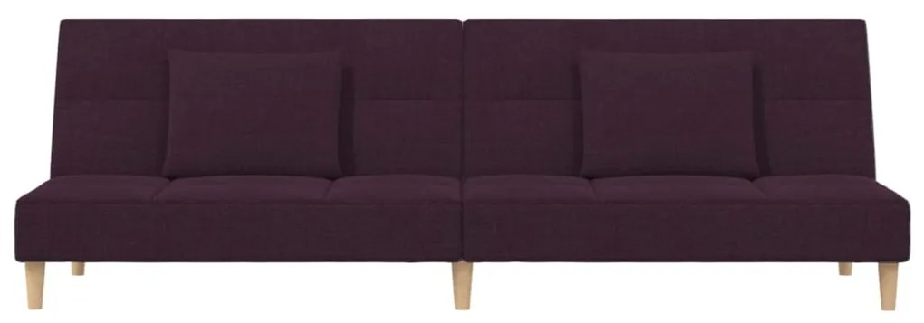 Canapea extensibila 2 locuri, 2 pernetaburet, violet, textil Violet, Cu suport de picioare