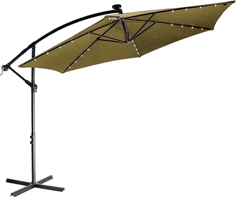 STILISTA Umbrelă de grădină LED cu mâner 3 m, kaki