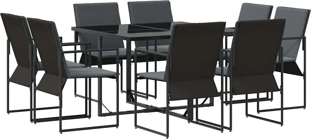 vidaXL Set de masă pentru grădină 9 pcs Negru Oțel