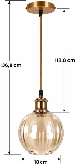 BRILAGI -LED lustra pe cablu RETRO GLASS 1xE27/60W/230V Ø 18 cm auriu/maro fumuriu