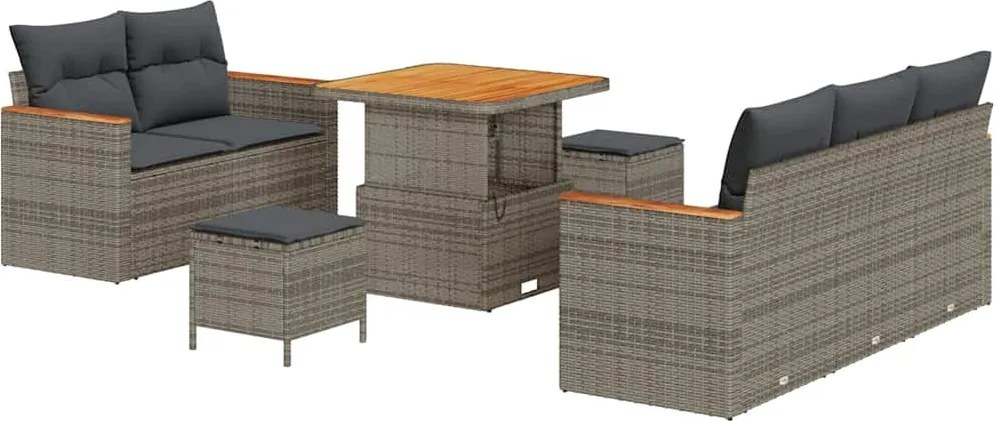 vidaXL Set de canapele pentru grădină 8 pcs Gri poliratan