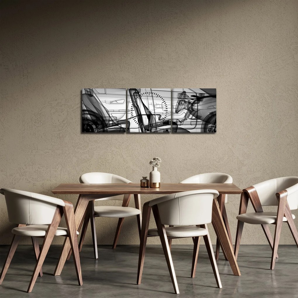 Tablou - 3D model mașina (cu ceas) (90x30 cm)