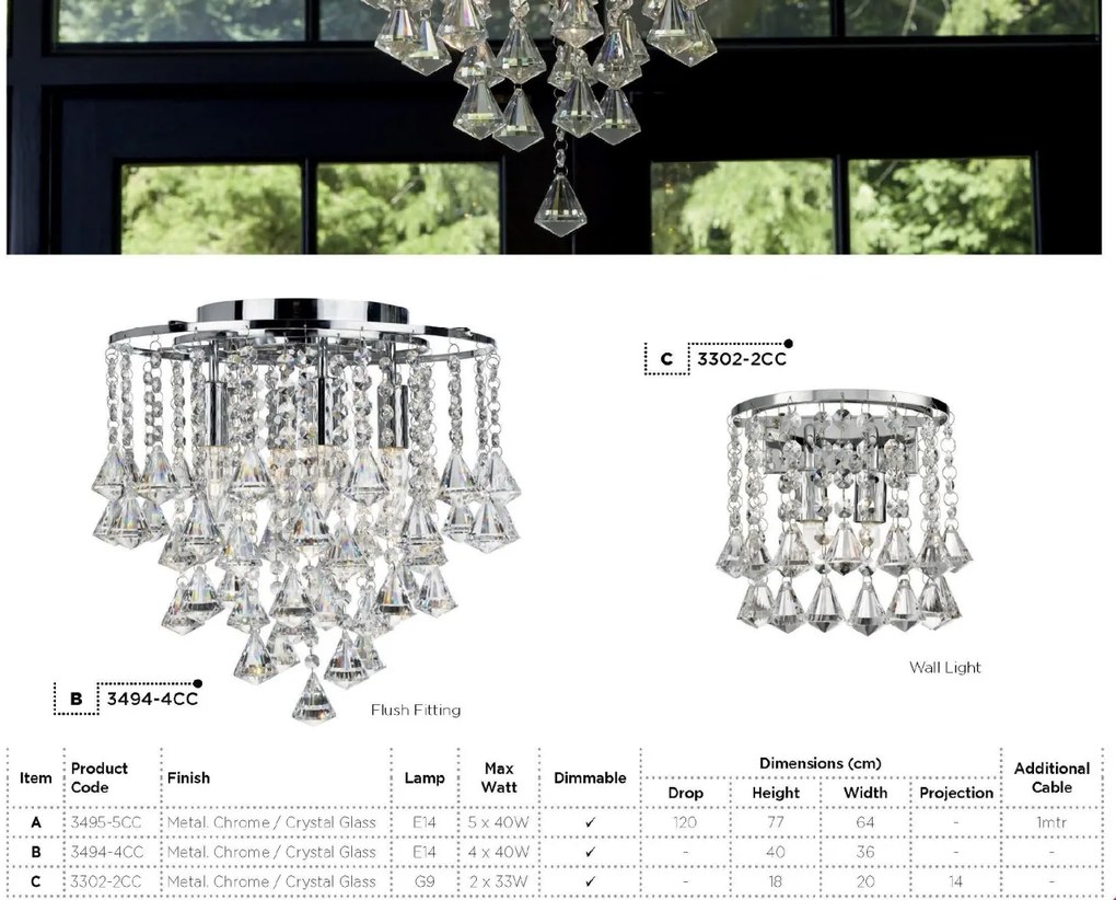 Lustra cristal aplicata design LUX Dorchester 4L 3494-4CC SRT