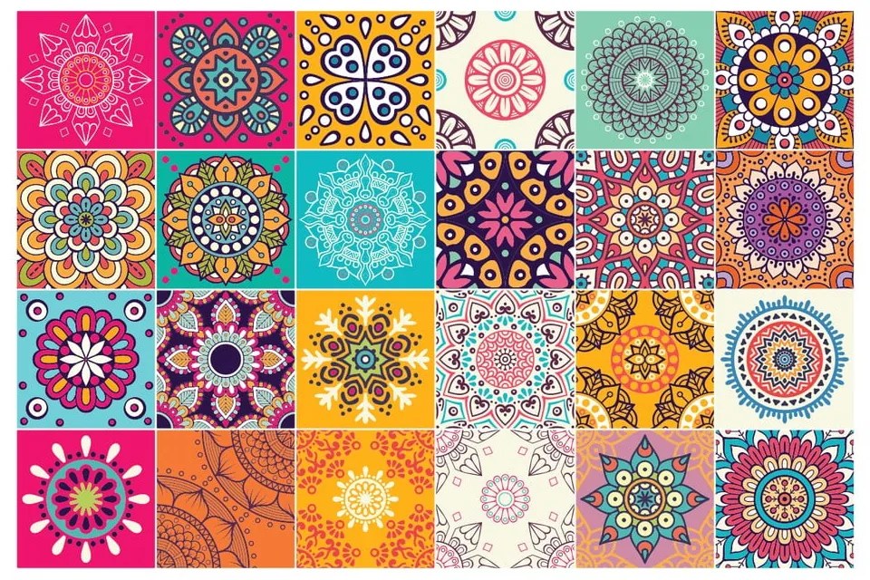 Set 24 autocolante perete Ambiance Clarissa, 10 x 10 cm