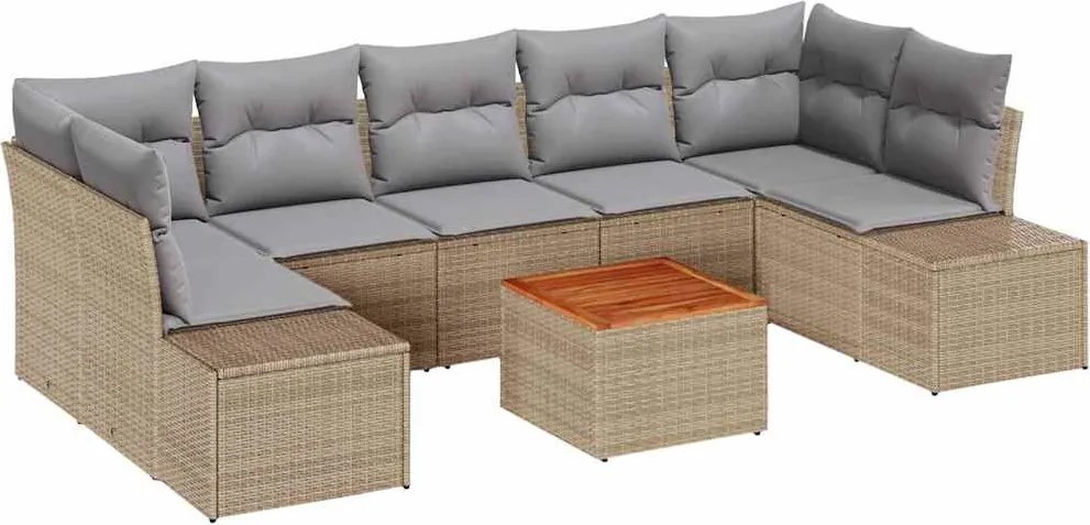 vidaXL Set de canapele pentru grădină 8 pcs Beige și gri deschis